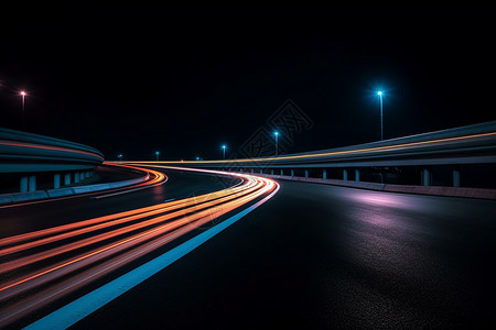 三车道夜间夜晚的交叉路口背景