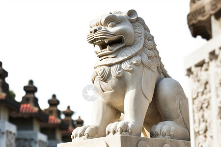 宫廷建筑的石狮子背景图片