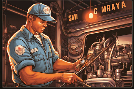 燃油系统汽车维修的艺术插图插画