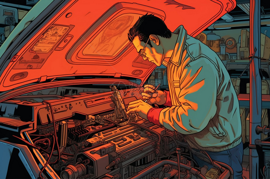 机械师对燃油系统清洁的插图图片