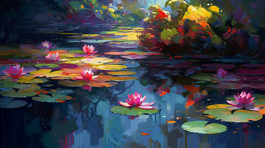 夏天长满睡莲的池塘图片