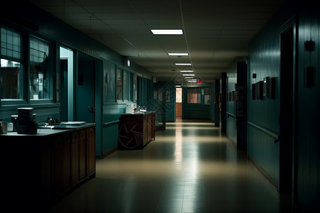 阴暗室内阴暗的医院走廊设计图片