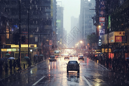 下雨的建筑城市背景图片