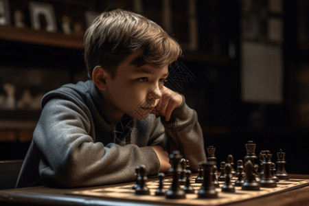 下围棋的小男孩背景图片