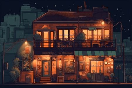 夜空下的餐厅背景图片