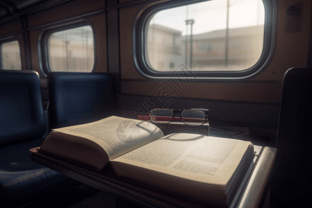 座在车上的战士在火车上读书设计图片