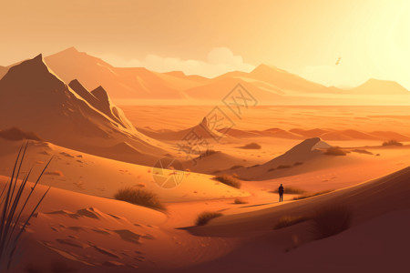 阳光下的沙漠美景图片