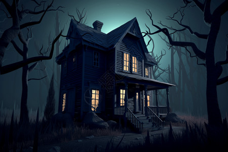 恐怖吓人的小屋背景图片