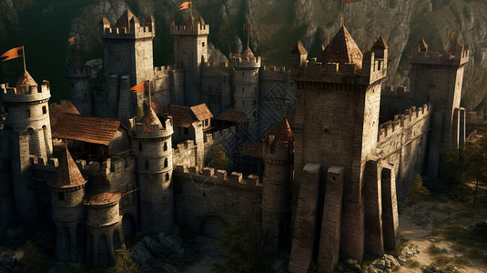 塔防游戏历史悠久的古代城堡设计图片