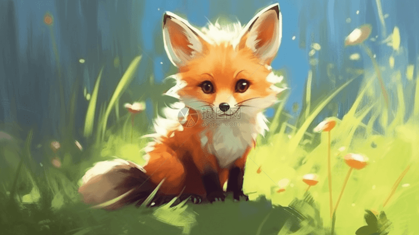 草丛里可爱的狐狸图片