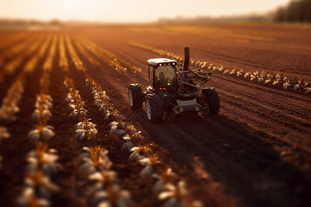 收棉花农民农业机械机器人播种机设计图片
