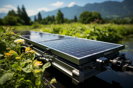 户外的太阳能电池板监控图片
