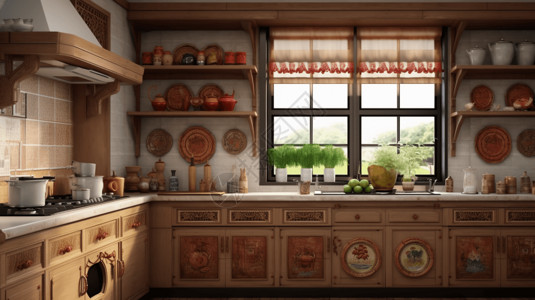 古典厨房传统厨房墙壁设计图片