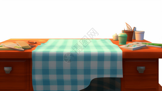 梳妆台桌面桌面上的桌布插画