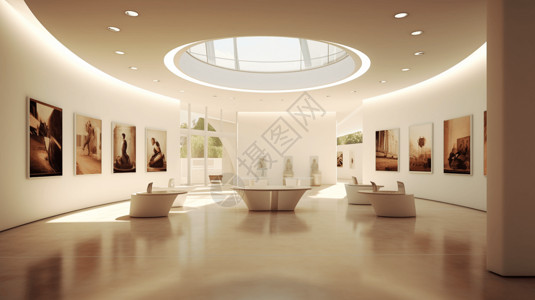 白色的艺术馆大厅背景图片
