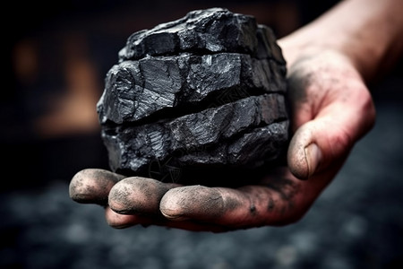 手握着一块煤背景图片