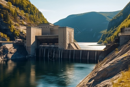 大坝的建筑山峰水力高清图片