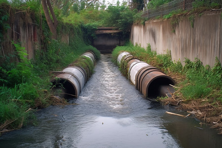 污水管道排入运河图片