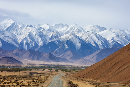 美丽的雪山公路图片