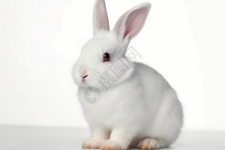 一只白色的小兔子背景图片