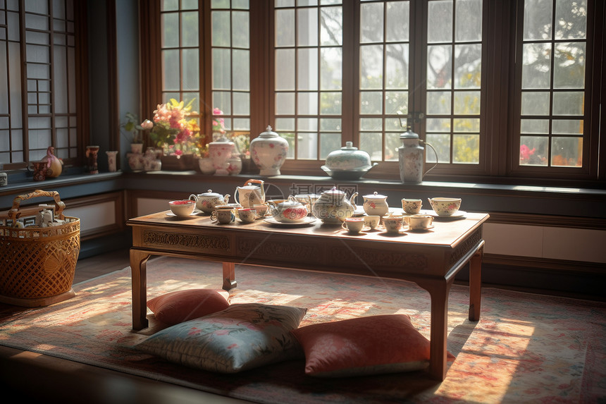传统茶几装饰的客厅图片