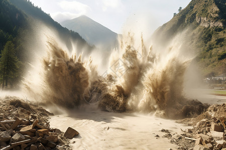 破坏耕地的泥石流图片