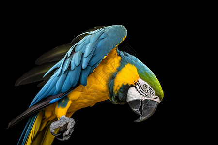 蓝黄相间的金刚鹦鹉背景图片