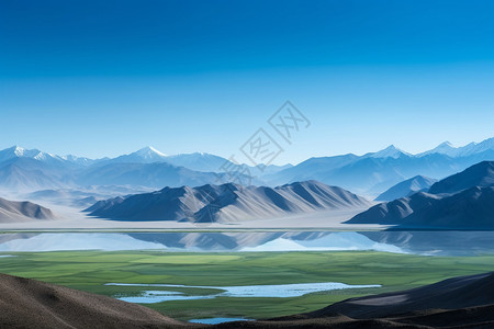 新疆草原湖泊新疆南部风光背景