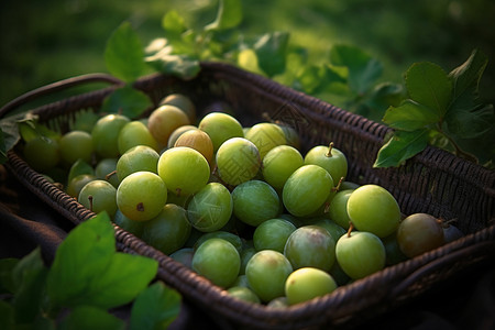 新鲜采摘的葡萄背景图片