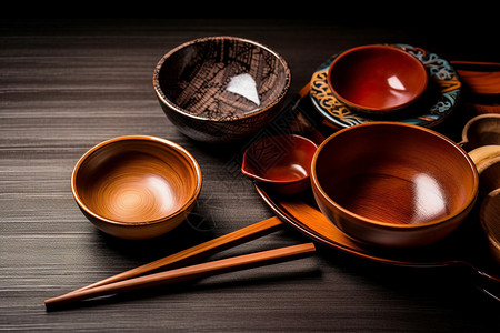 木制的中式餐具图片