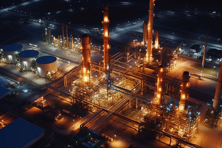 夜间天然气工厂背景图片