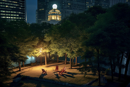 夜色中的城市公园图片