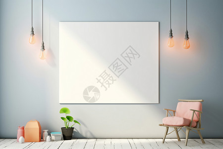 白板设计素材房间的展示墙背景