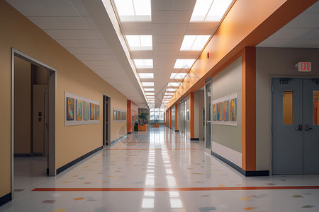 学校的走廊建筑背景图片