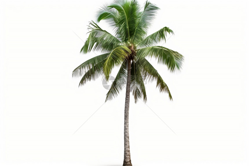 白色背景中的热带椰子树图片