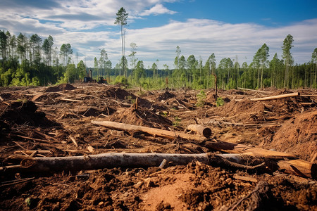 森林砍伐的树木背景图片