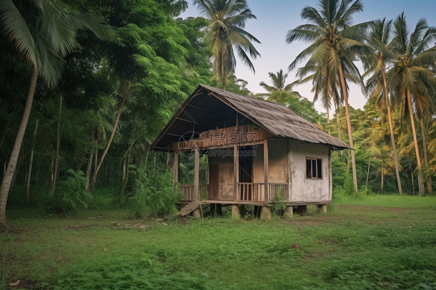 森林中建筑的小屋图片