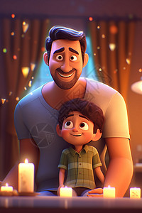 父亲和儿子吹蜡烛图片