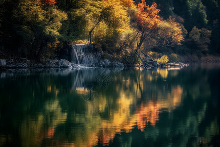 湖中的倒影背景图片