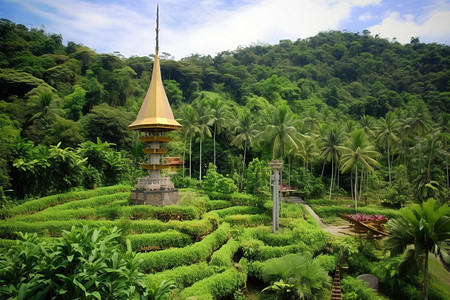 丛林迷宫美丽的植物灌木丛建筑背景