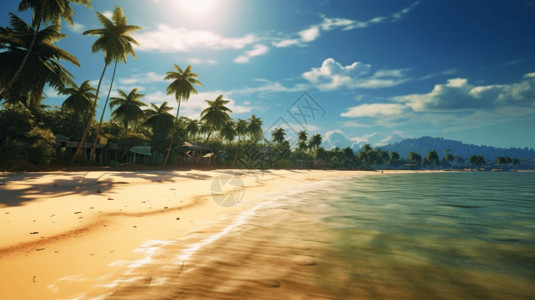 阳光下的夏日沙滩背景图片