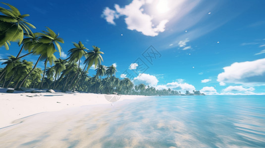 金色沙滩与碧海蓝天高清图片