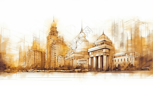 城市的建筑插画图片