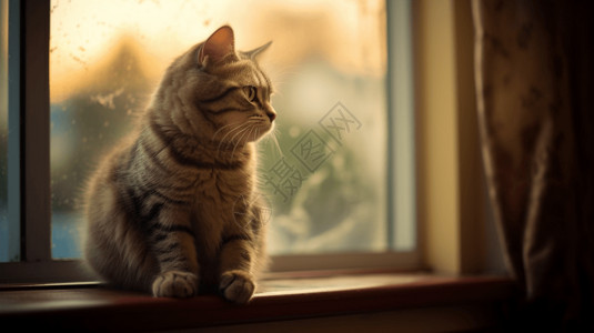 窗台上的小猫图片