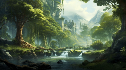 美丽的自然绿水青山背景图片