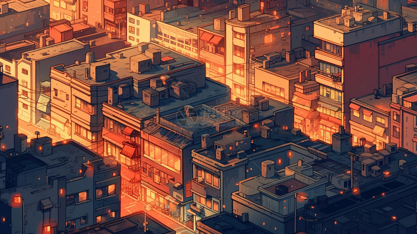 日落时的城市图片