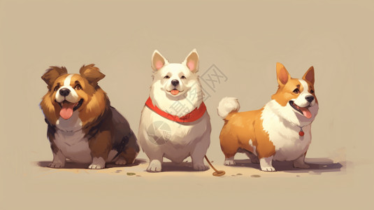 肥胖素材动漫可爱的动漫狗狗插画