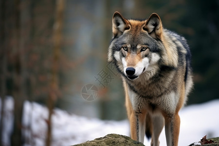 森林中的一头狼图片