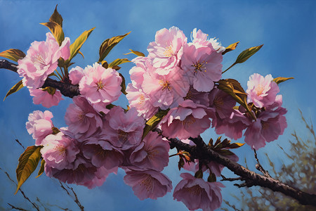 盛开的粉色樱花背景图片