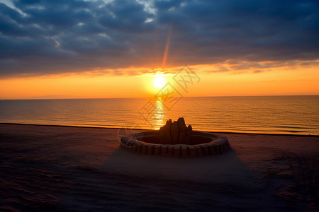 日出沙岛景色背景图片